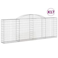 Vidaxl Klenuté gabionové koše 17ks 300x30x100/120cm pozinkované železo