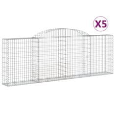 Greatstore Klenuté gabionové koše 5 ks 300x30x100/120cm pozinkované železo