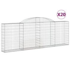 Vidaxl Klenuté gabionové koše 20ks 300x30x100/120cm pozinkované železo