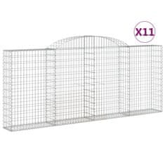 Greatstore Klenuté gabionové koše 11ks 300x30x120/140cm pozinkované železo