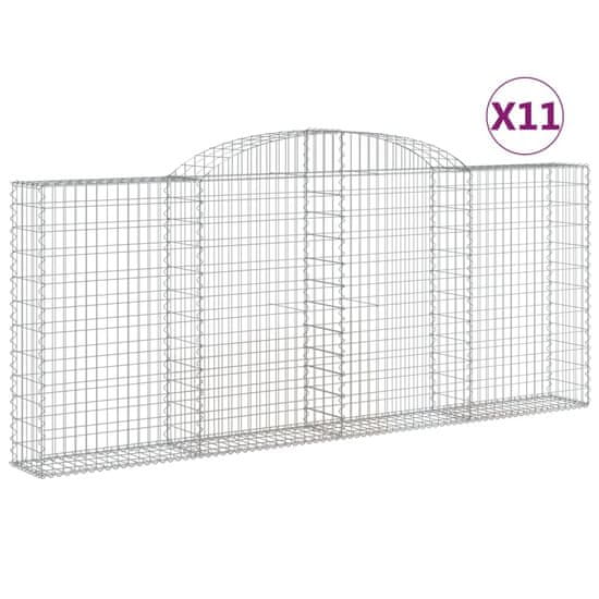 Vidaxl Klenuté gabionové koše 11ks 300x30x120/140cm pozinkované železo