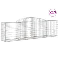 Greatstore Klenuté gabionové koše 17ks 300x50x80/100 cm pozinkované železo