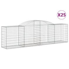 Vidaxl Klenuté gabionové koše 25ks 300x50x80/100 cm pozinkované železo