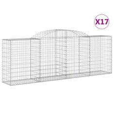 Greatstore Klenuté gabionové koše 17ks 300x50x100/120cm pozinkované železo