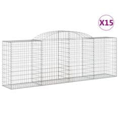 Greatstore Klenuté gabionové koše 15ks 300x50x100/120cm pozinkované železo