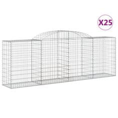 Vidaxl Klenuté gabionové koše 25ks 300x50x100/120cm pozinkované železo