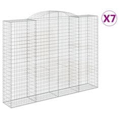 Vidaxl Klenuté gabionové koše 7 ks 300x50x220/240cm pozinkované železo