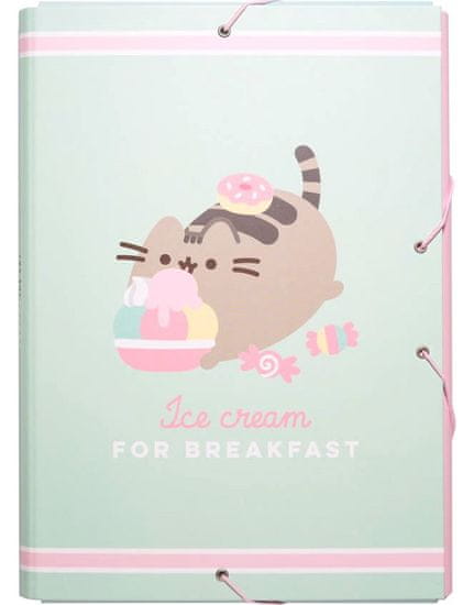 CurePink Složka s 3 klopami Pusheen: Foodie (26 x 34 x 2 cm)