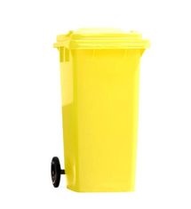 PSB Žlutá plastová popelnice na kolečkách 240 l