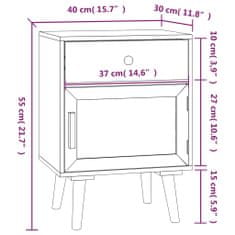 Greatstore Noční stolek bílý 40 x 30 x 55 cm kompozitní dřevo