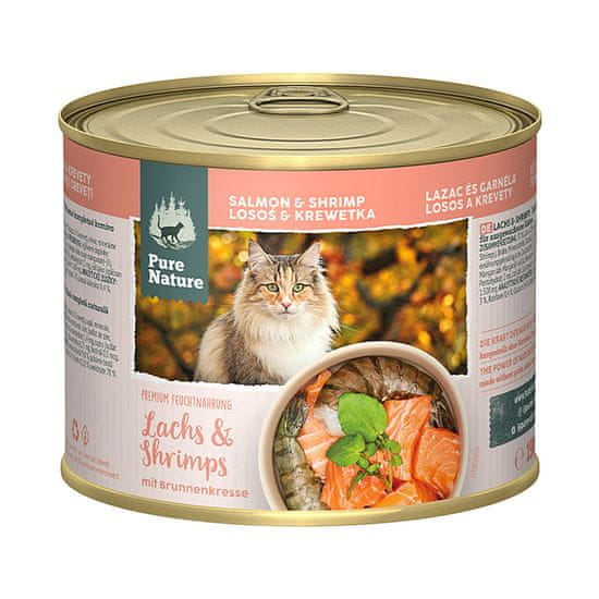 Pure Nature Cat Adult konzerva Losos a Krevety s řeřichou 190g