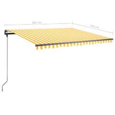 Vidaxl Ručně zatahovací markýza s LED světlem 400 x 350 cm žlutobílá