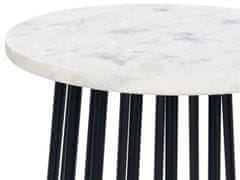 Beliani Odkládací stolek s mramorovou deskou bílý/černý TAREE