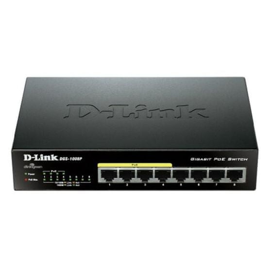 D-Link DGS-1008P přepínač, 16 Gbps