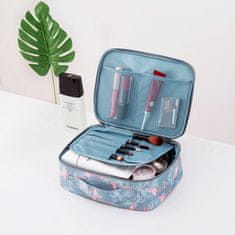 INNA Toaletní taška Make Up Bag Make Up Case Cestovní taška Beauty Case s rukojetí a kapsou Zrcadlo Kosmetické pouzdro ve světle modré plameňák KOSBARBADOS-2