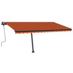 Greatstore Ručně zatahovací markýza s LED světlem 400x350 cm oranžovohnědá