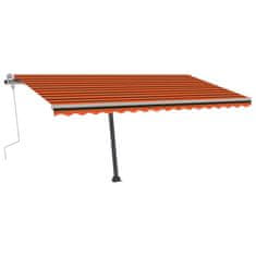 Greatstore Ručně zatahovací markýza s LED světlem 400x350 cm oranžovohnědá