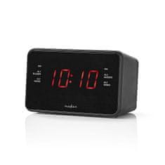 Nedis CLAR002BK budík s rádiem, 0.9" LED displej, FM rádio 20 předvoleb, duální budík