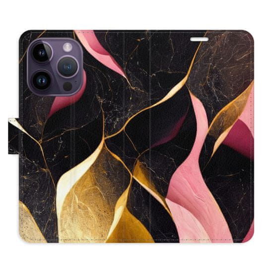 iSaprio Flipové pouzdro - Gold Pink Marble 02 pro Apple iPhone 14 Pro
