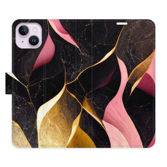 iSaprio Flipové pouzdro - Gold Pink Marble 02 pro Apple iPhone 14 Plus