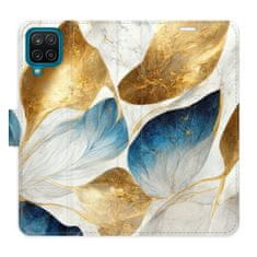 iSaprio Flipové pouzdro - GoldBlue Leaves pro Samsung Galaxy A12