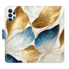 iSaprio Flipové pouzdro - GoldBlue Leaves pro Samsung Galaxy A13 5G