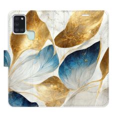 iSaprio Flipové pouzdro - GoldBlue Leaves pro Samsung Galaxy A21s