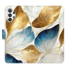 iSaprio Flipové pouzdro - GoldBlue Leaves pro Samsung Galaxy A32 5G