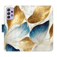 iSaprio Flipové pouzdro - GoldBlue Leaves pro Samsung Galaxy A52 / A52 5G / A52s