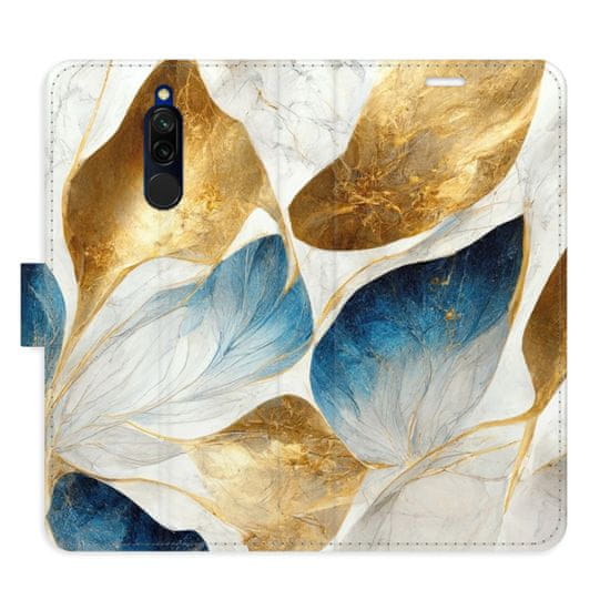 iSaprio Flipové pouzdro - GoldBlue Leaves pro Xiaomi Redmi 8