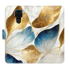 iSaprio Flipové pouzdro - GoldBlue Leaves pro Xiaomi Redmi Note 9