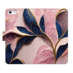 iSaprio Flipové pouzdro - Pink Leaves pro Apple iPhone 5/5S/SE