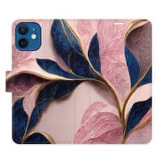 iSaprio Flipové pouzdro - Pink Leaves pro Apple iPhone 12 Mini