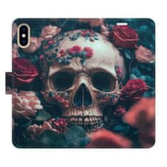 iSaprio Flipové pouzdro - Skull in Roses 02 pro Apple iPhone XS