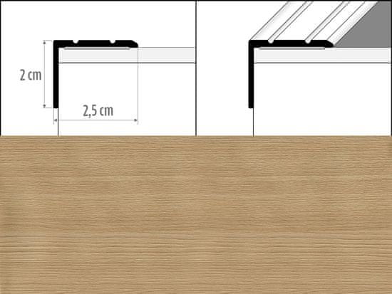 Effector Přechodové lišty A36 - SCHODOVÉ šířka 2,5 x výška 2 x délka 90 cm - dub nairobi