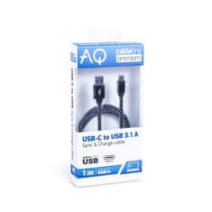 AQ Kabel USB-C (M) - USB 3.0 A (M), délka: 1,0 m AQ Premium