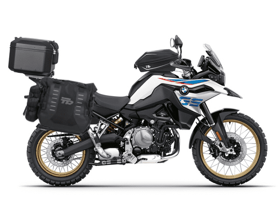 SHAD Kompletní sada sedlových brašen TERRA TR40 adventure a hliníkového kufru SHAD TERRA BLACK 55L, včetně montážní sady SHAD BMW F750 GS/F850 GS