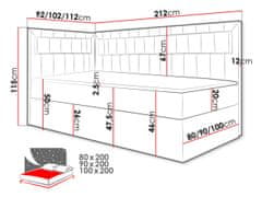 Veneti Kontinentální jednolůžková postel 90x200 RAMIRA 3 - bílá ekokůže / hnědá 1, levé provedení + topper ZDARMA