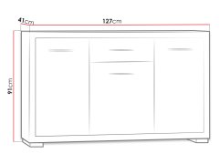 Veneti Kombinovaná komoda ITUNI - šířka 127 cm, dub santana