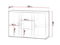 Veneti Prosklená komoda s LED bílým osvětlením KARA - černá / lesklá černá