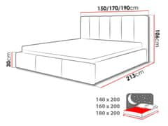 Veneti Čalouněná manželská postel 140x200 LUBBOCK 2 - světlá šedá