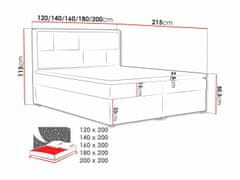 Veneti Boxpringová manželská postel s úložným prostorem 160x200 IVENDORF 1 - šedá 1 + topper ZDARMA