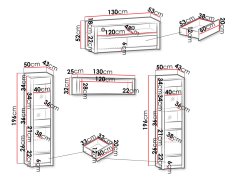 Veneti Stěna do obývacího pokoje s LED osvětlením RITA - dub artisan / bílá