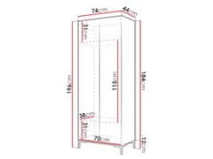 Veneti Šatní skříň 74 cm se zrcadlem ANDORA - dub kraft / černá