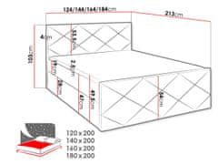 Veneti Kontinentální manželská postel 180x200 MATIA - béžová ekokůže + topper ZDARMA