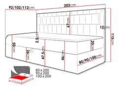 Veneti Boxspringová jednolůžková postel 90x200 RAMIRA 2 - bílá ekokůže / béžová + topper ZDARMA