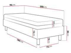 Veneti Čalouněná jednolůžková postel 90x200 NECHLIN 2 - zelená + panely 30x30 cm ZDARMA