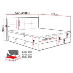 Veneti Kontinentální postel 140x200 JERSEY - dub craft / béžová + topper ZDARMA