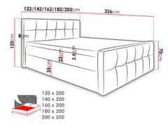 Veneti Hotelová manželská postel 160x200 ORLIN - červená ekokůže + topper ZDARMA