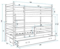 Veneti Dětská patrová postel s úložným prostorem bez matrace 80x190 FERGUS - grafit / modrá